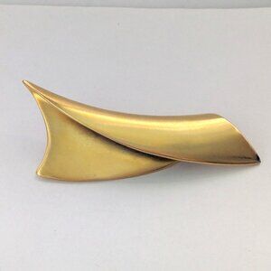 CLARA STUDIO INC by MICHA 1988 Modernist Smooth Gold Tone Brooch Pin
